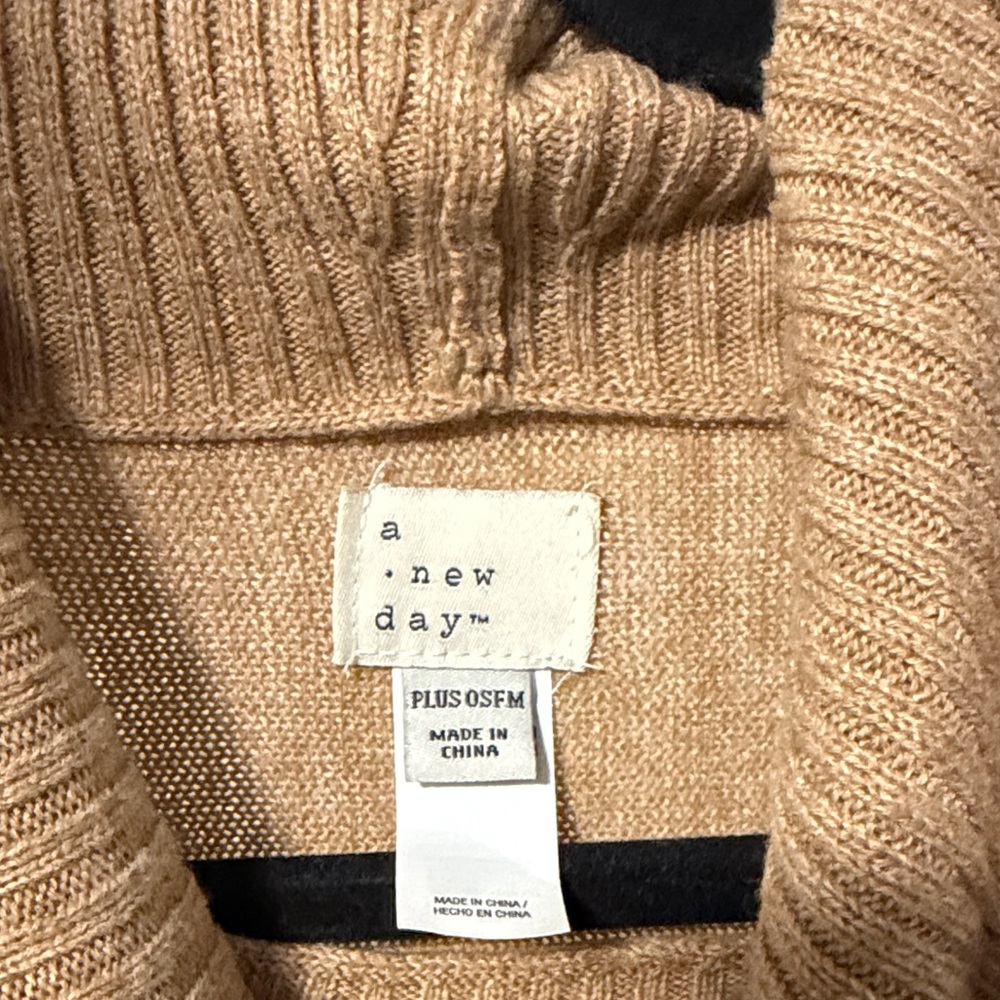 a new day Tan Cowl Neck Poncho - Picture 3 of 4